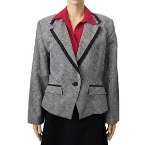 For Pete’s Sake Blazer Houndstooth Black and White Single Button Womens Medium